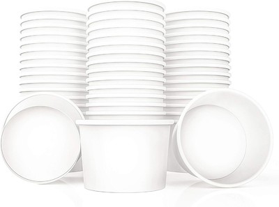 Lakesstory Paper Ice Cream Cups 4oz Small White Dessert Bowls 4 oz, 