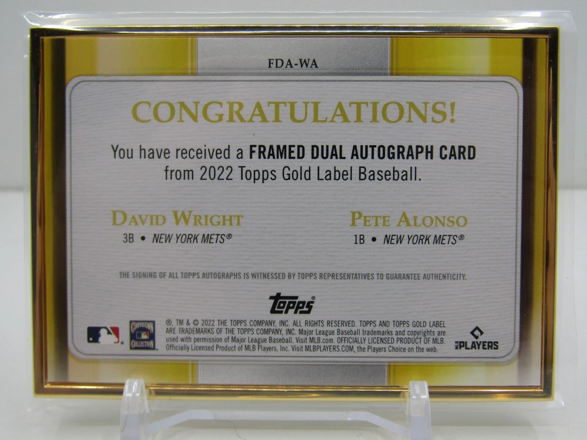 DAVID WRIGHT/PETE ALONSO 2022 TOPPS GOLD LABEL GOLD FRAMED DUAL