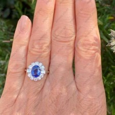 Blue Sapphire Gemstone  CZ Ring, 925 Sterling Silver Gift For Anniversary Band