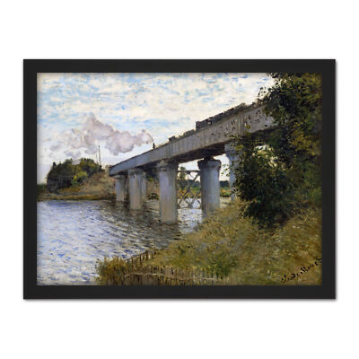 Claude Monet The Railroad Bridge In Argenteuil Large Framed Art Print