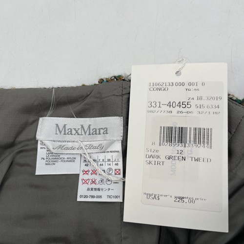 NEW Max Mara Skirt Suit Size 10/12 Made In Italy Two Piece Tweed Set dark green - Picture 5 of 13