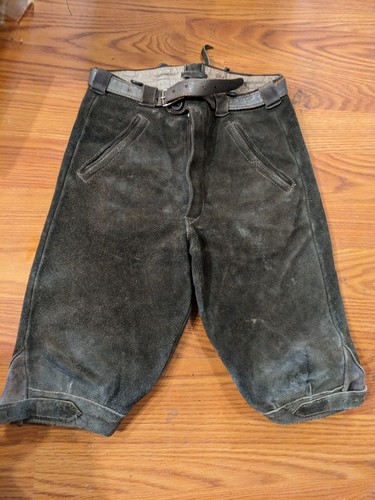 Vintage Gray leather suede lederhosen, shorts, size , 21" waist
