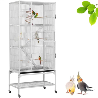 TOPEAKMART 69 Inch Extra Large Cage for Small Animals Bird Cage Parrot w/ Detachable Stand