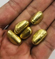 5X Pcs Gold Natural Leklai stone Thai Amulet Protect lucky Talisman Lp somporn