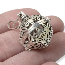 Silver Butterfly Locket, Crystal Cage Pendant for Essential Oils and Gemstones