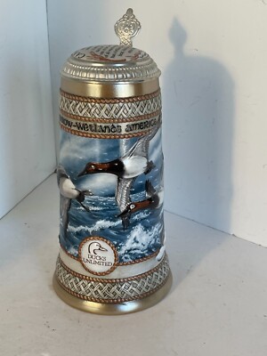 Waterfowl  Lidded Beer Stein 1989 Brazil Canvas Back  Duck