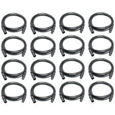 16x Roar 1M DMX Cable XLR Female - XLR Male Black 110 Ohm 100cm