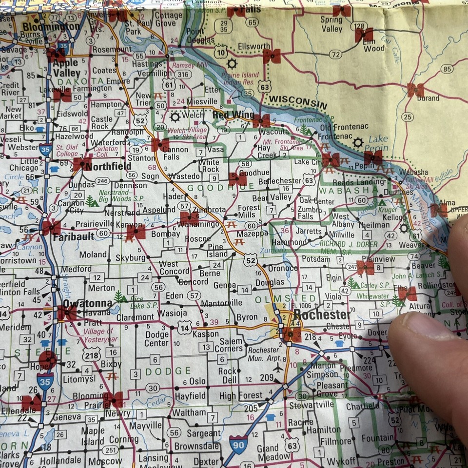 Minnesota MN VTG 1990 State Highway Map Road Cenex Gas Station