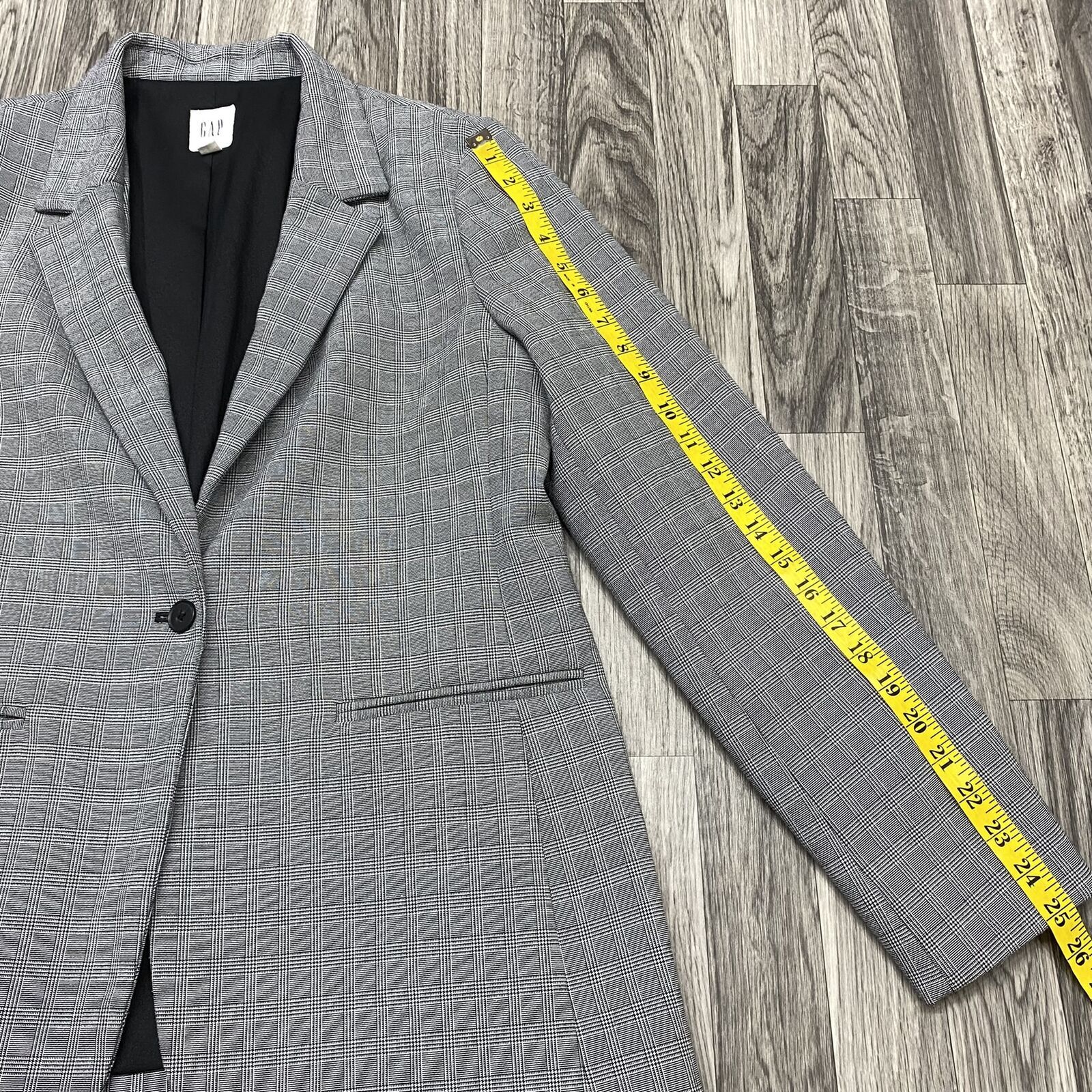 GAP Button Front Lined Long Sleeve Gray Check Bla… - image 12