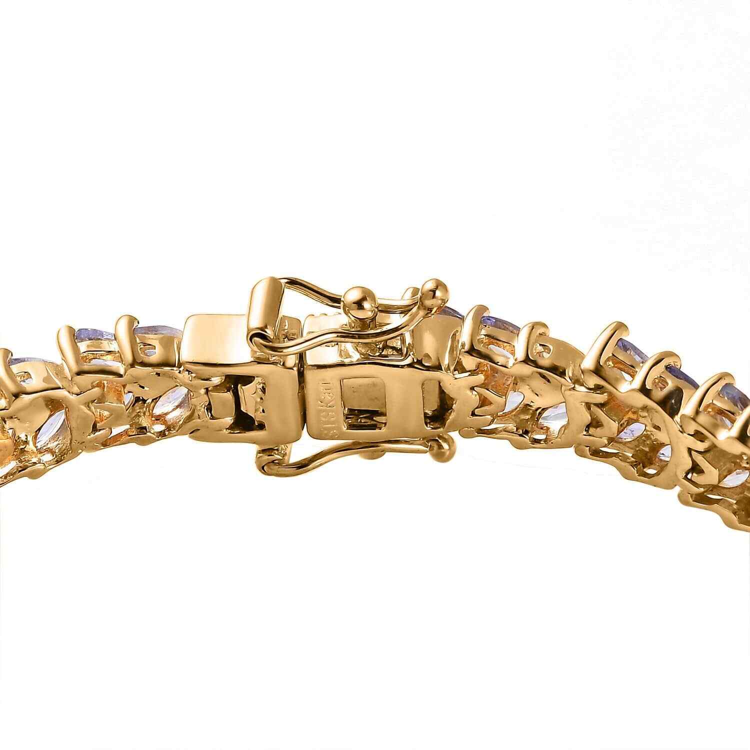 18K Yellow Gold Plated Natural Blue Tanzanite Bracelet Jewelry Size 7.