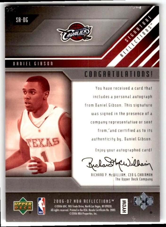 2006-07 Upper Deck Reflections Signature Silver Daniel Gibson Auto #SR-DG - Image 2 of 2