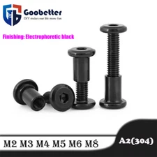 M2-M8 Hex Socket Chicago Screws Binding Screw Nail Rivets Black A2 Stainless