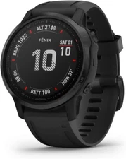 Garmin Fenix 6S Pro Premium Black Metal Case with Black Silicone Band Multisport