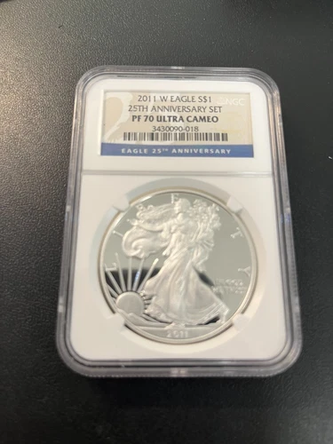 2011 W PROOF SILVER EAGLE NGC PR-70 DCAM - PROOF ASE - CERTIFIED SLAB - $1