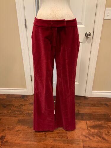 Pantalon St. John Couture Maroon Velvet Flare Jambes, taille 8 - Photo 1 sur 8