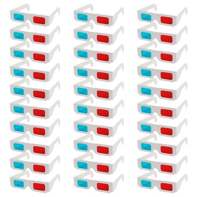 30pcs 3d Paper Glasses Cyan Cardboard 3D Glasses Video 3D Glasses