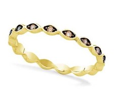 10K Yellow Gold Chocolate Brown Diamond Band Eternity Scallop Ring .10ct