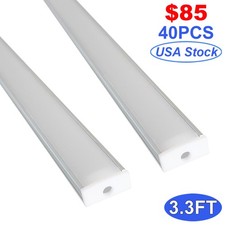 40 Pack 3.3Ft / 1M 6.6Ft / 2M U Shape Led Strip Light Aluminum Channel System