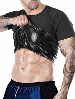 Herren Schweiß-Sauna T-Shirts, Sportliches Kurzarm-T-Shirt, Gym Shirt