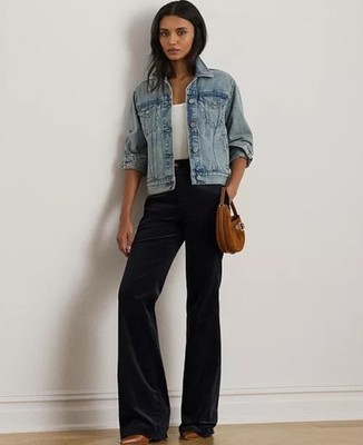 $165 Lauren Ralph Lauren Women'sPaizley Rigid Denim TruckerJacket XL Alicia Wash