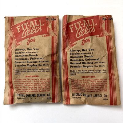 Vintage Lot Of 2 Fit-All Vacuum Belts ~ Electric Sweeper Service Co ~ NOS
