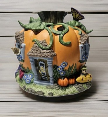 Partylite P7316 Harvest Pumpkin Tealight Candle House Halloween Ceramic W Box