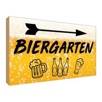 Holzschild 30X40 Cm Biergarten Rechts Bier Deko Geschenk Holz Schild