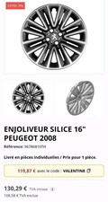 1 ENJOLIVEUR DE ROUE PLAKA 16’ POUCES POUR 208 308 2008 207 