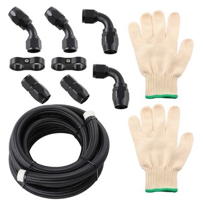 12AN Fuel line Hose Braided Stainless Steel 10FT Oil Gas CPE BlackSafe