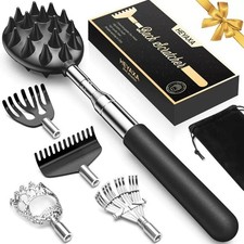 Upgraded Telescoping Back Scratcher 5 Detachable Heads Stocking Stuffer Gift