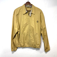 Vintage Bugle Boy Company Mens Yellow Cotton Harrington Jacket Zip Front Casual