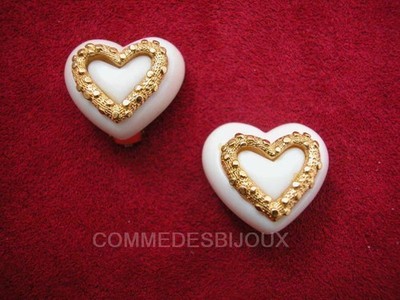 Ohrringe Clips Vintage Herz Liebe Amor Love - Schmuck Weißgold
