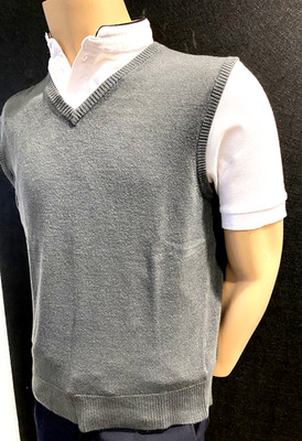 Saint Pierre Klassischer Herren V-Ausschnitt Pullunder Größe L /XLNEU grau