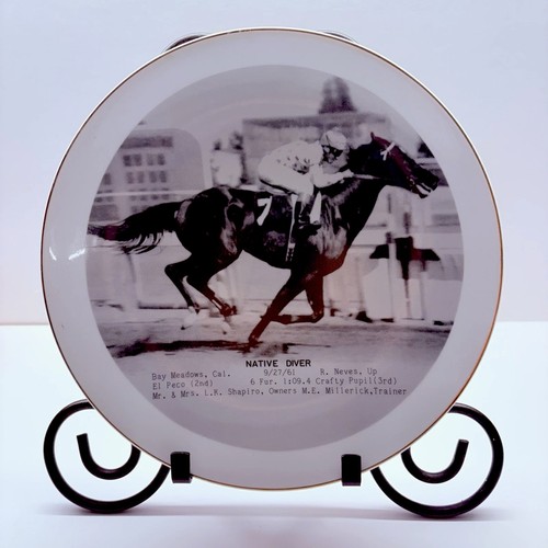 World Sports Native Diver Horse Racing Commemorative Plate Bay Meadows 9.25 Inch