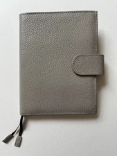 Moterm A6 Pebbled Grain Leather Planner Cover in Warm Gray Snap Closure