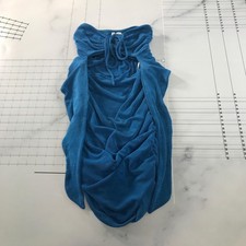 Princess Polly Dress Womens 4 Blue Velour Ruched Long Sleeve Mini Bodycon Party