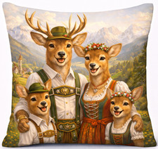 Hirsch Kissen Bayern Tracht Vintage 45x45 inkl. Füllung Familie Deko Geschenk