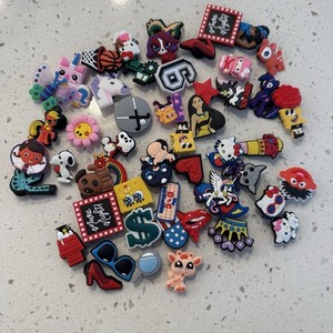 Lot of Mix 40+ Croc Shoe Charms Pins Pop Culture Hello Kitty Disney SpongeBob