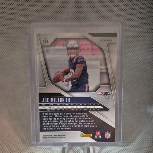 Joe Milton III 2024 Panini Prizm Orange Lazer Prizm #354 Patriots (RC) - Picture 2 of 8