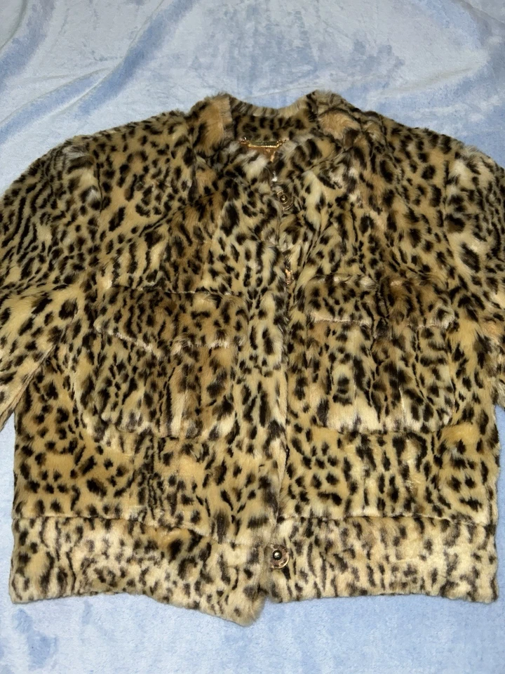Chaqueta de piel sintética con estampado de leopardo talla 4, ABS de Allen Schwartz  Foto 2 de 4