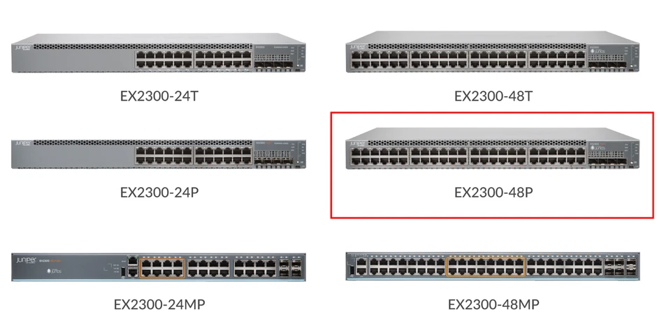 Conmutador JNP Juniper EX2300-48P con conmutador Ethernet PO 10/100/1000BASE-T de 48 puertos Foto 2 de 4