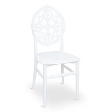 Sedia Venus in plastica polipropilene bianco con schienale decorato impilabile