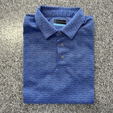 PGA Tour Performance Golf Polo Mens M Blue Short Sleeve Athletic Collared Shirt