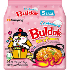 Samyang Buldak Carbonara Ramen 5 Pack   Korean Creamy Spicy Noodles