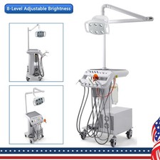 Portable Dental Mobile Delivery Unit Cart Suction System 4 Holes Air Compressor