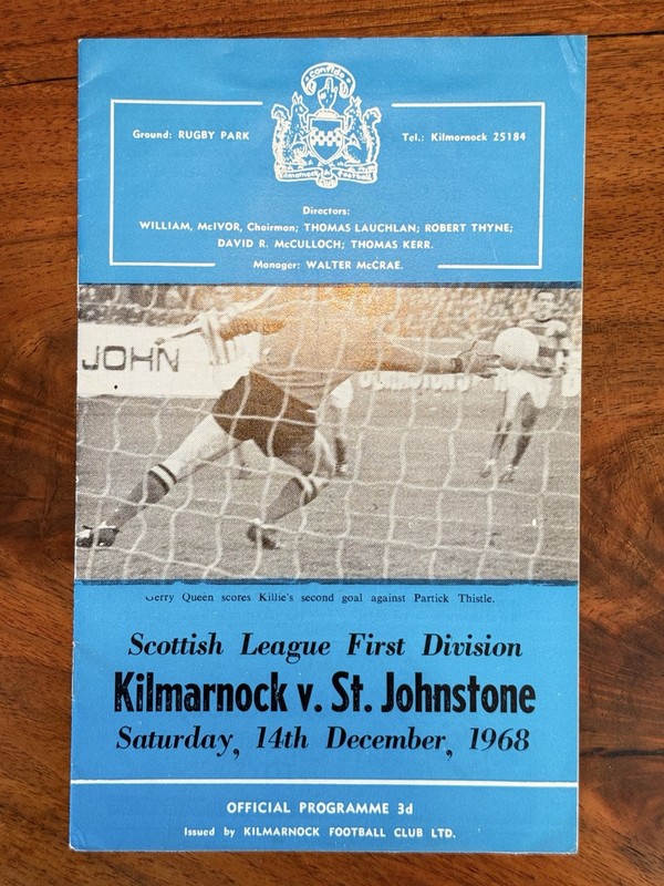 Scottish Soccer Football VTG 1st Division Kilmarnock v St Johnstone Program 1968