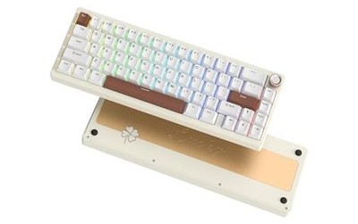 Womier SK65 Wireless Mechanical Gaming Keyboard with Knob, 60 Percent Creamy