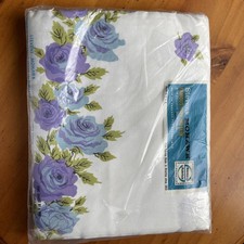 NOS Vintage Stevens Mohawk Muslin Double Bed Sheet Queen Marie Purple Flower