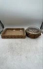 Pyrex Brown Rectangle And Round Shape Serving Casserole Dish Lot Of 2