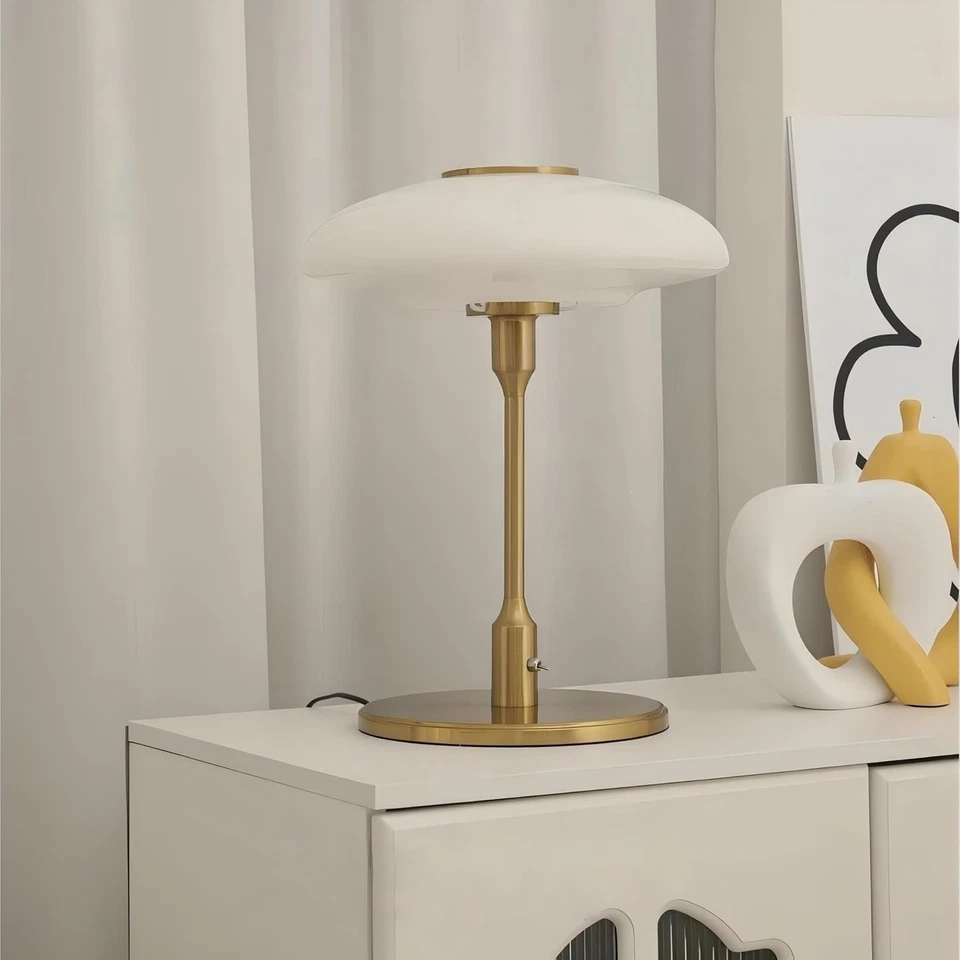 Lámpara de Mesa ZeniLife, Lámpara de Mesita de Noche Moderna de Metal y Vidrio, Lámpara de Mesa Decorativa Foto 2 de 4